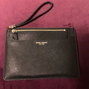 Henri Bendel black leather wristlet